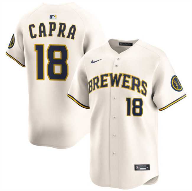 Mens Milwaukee Brewers #18 Vinny Capra Cream 2025 Limited Stitched Jersey Dzhi